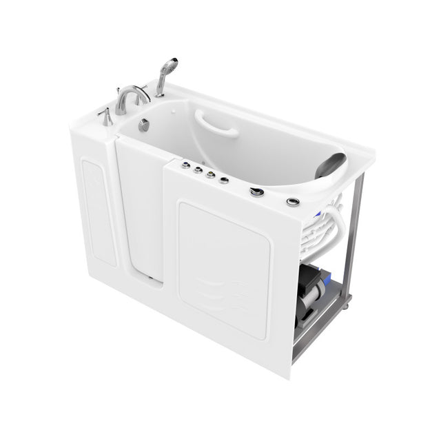 ANZZI 53 - 60 in. x 26 in. Left Drain Air and Whirlpool Jetted Walk-in Tub in White  AMZ5326LWD