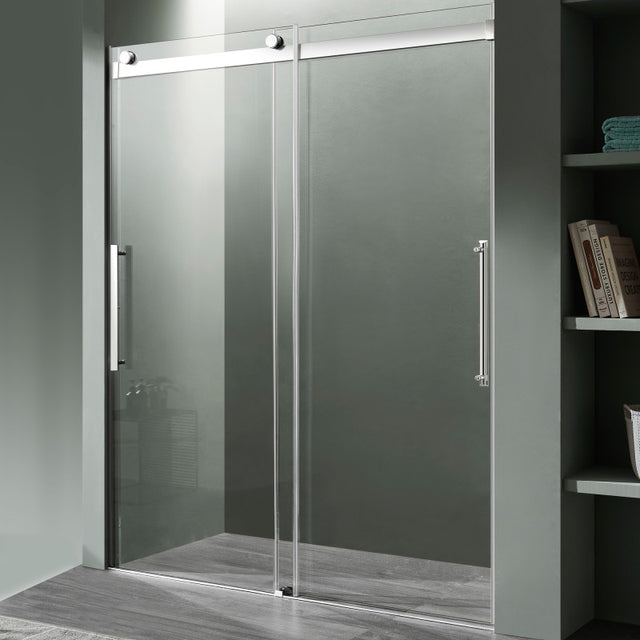 ANZZI Stellar Series 48 in. x 76 in. Frameless Sliding Shower Door with Handle  SD-FRLS05901MB