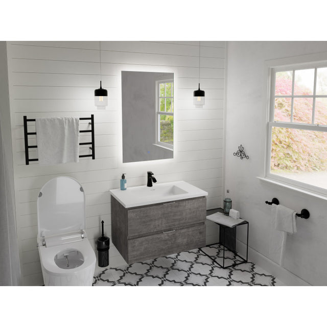 ANZZI Conques 30 in W x 20 in H x 18 in D Bath Vanity with Cultured Marble Vanity Top in White with White Basin VT-CT30-GY