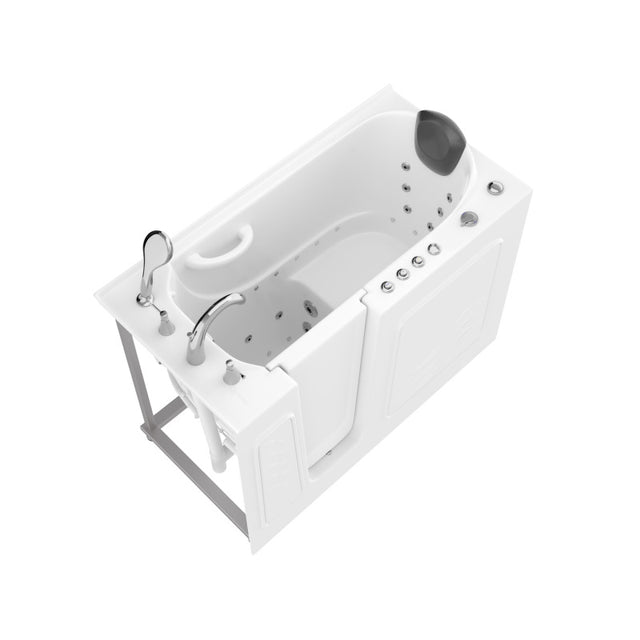 ANZZI 53 - 60 in. x 26 in. Left Drain Air and Whirlpool Jetted Walk-in Tub in White  AMZ5326LWD