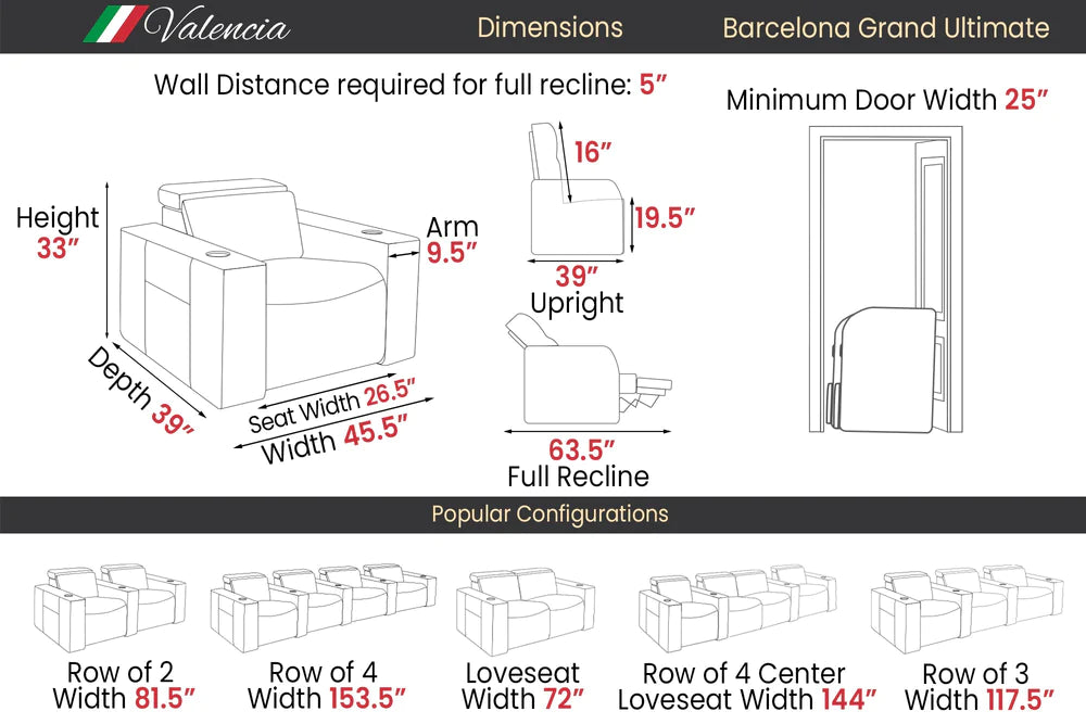 Valencia D-BOX Haptic+ Barcelona Grand Ultimate Luxury Edition 2 Single Seatings