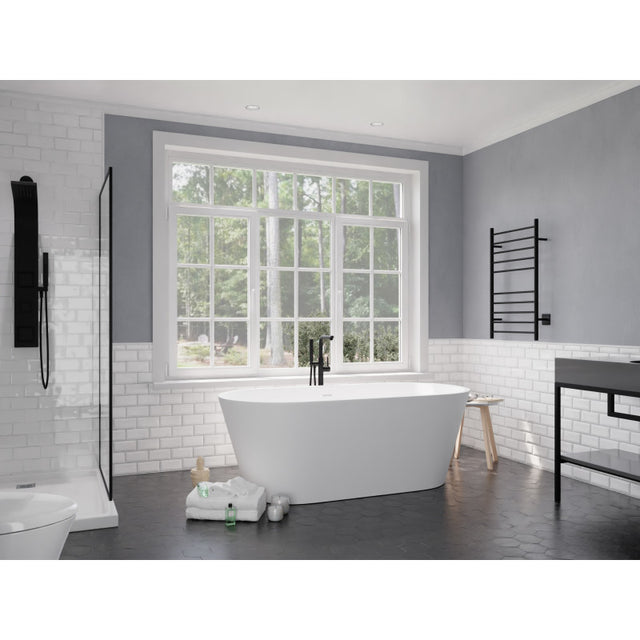 ANZZI Roccia 5.1 ft. Solid Surface Center Drain Freestanding Bathtub FT-AZ505