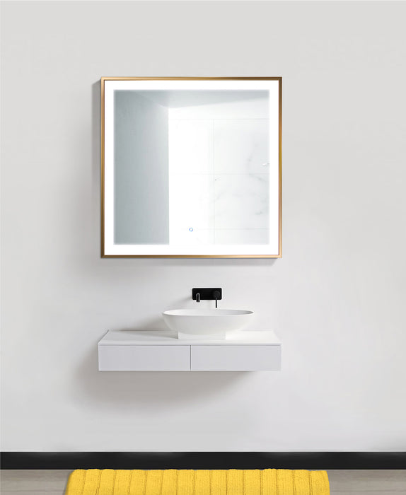 Krugg Soho 36″ X 36″ Gold LED Bathroom Mirror SOHO3636G