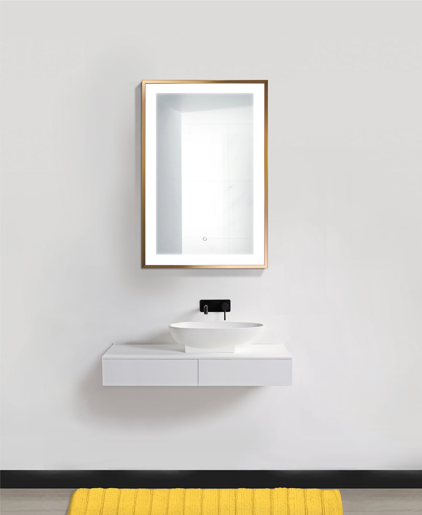 Krugg Soho 24″ X 36″ Gold LED Bathroom Mirror SOHO2436G