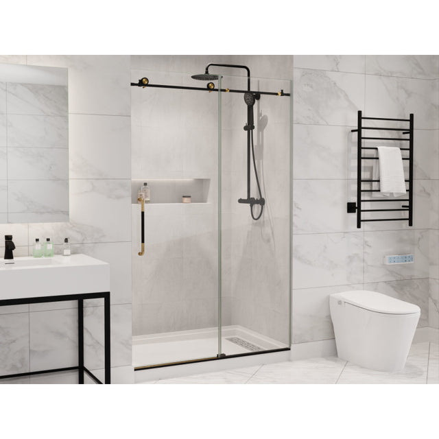 ANZZI Madam Series 48 in. by 76 in. Frameless Sliding Shower Door with Handle  SD-AZ13-01MB