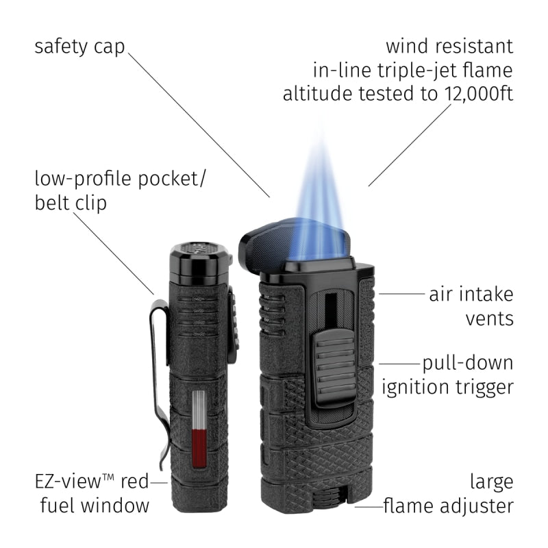 Xikar Tactical Triple-jet Flame Lighter XI-553BK2