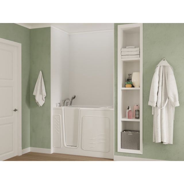 ANZZI 30 in. x 53 in. Left Drain Quick Fill Walk-In Soaking Tub in White  AMZ3053LWS