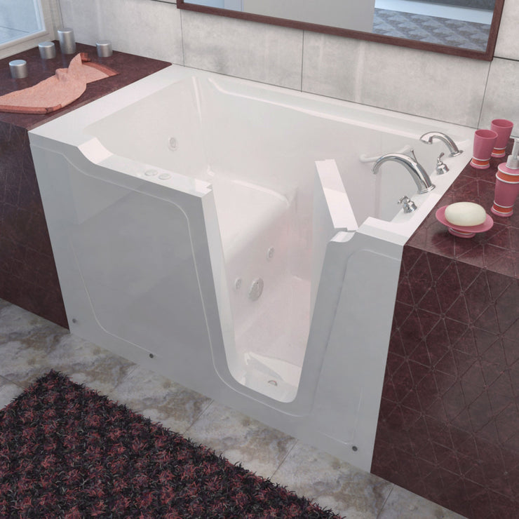 MediTub 3660 Walk-In-Tub 36 x 60 White Bathtub, Whirpool & Air Jets Add-Ons 3660RWS