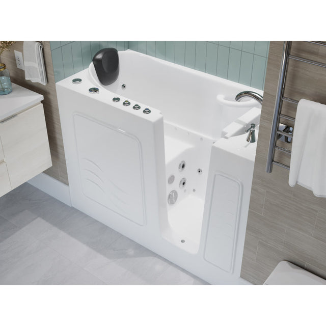 ANZZI 53 - 60 in. x 26 in. Right Drain Air and Whirlpool Jetted Walk-in Tub in White AMZ5326RWD