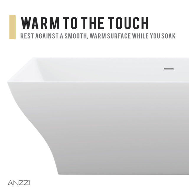 ANZZI Kayenge 5.9 ft. Solid Surface Center Drain Freestanding Bathtub FT-AZ8419