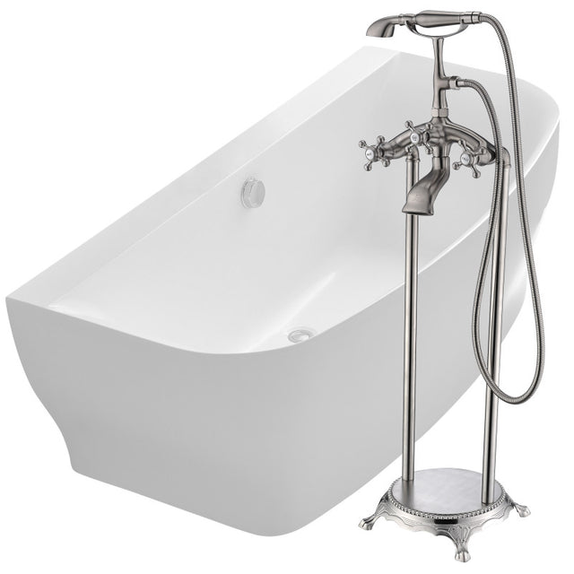 ANZZI Bank 64.9 in. Acrylic Flatbottom Bathtub with Tugela Faucet  FTAZ112-0052B