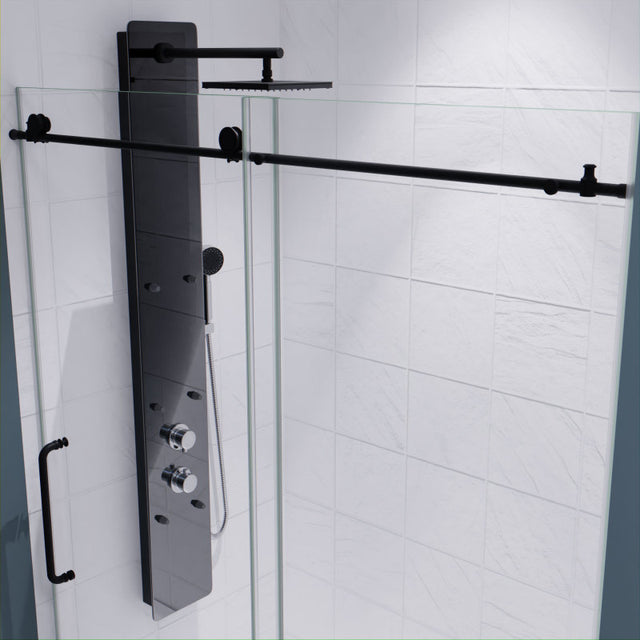 ANZZI Madam Series 60 in. by 76 in. Frameless Sliding Shower Door with Handle SD-AZ13-02MB