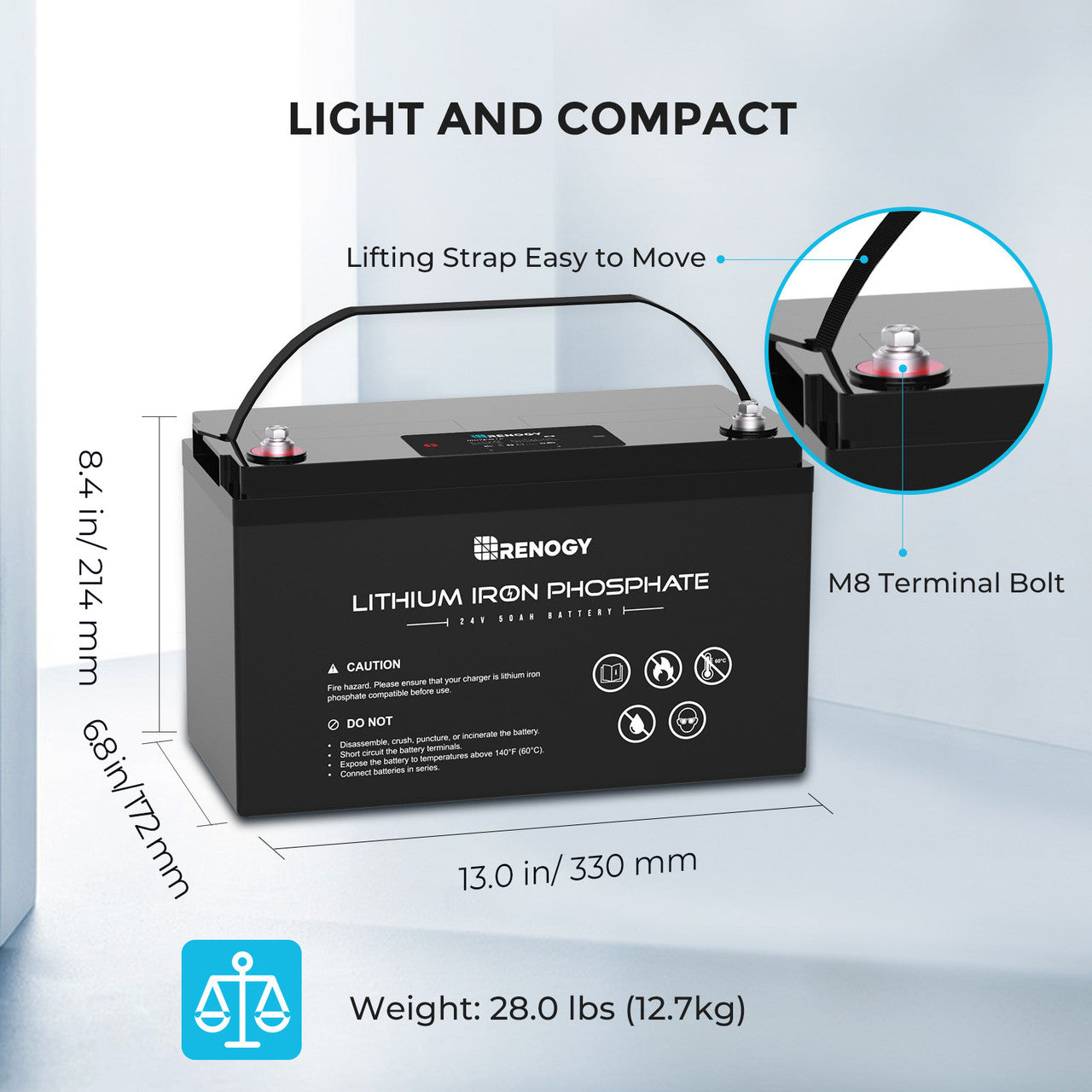 Renogy  24V 50Ah Lithium Iron Phosphate Battery RBT2450LFP-US