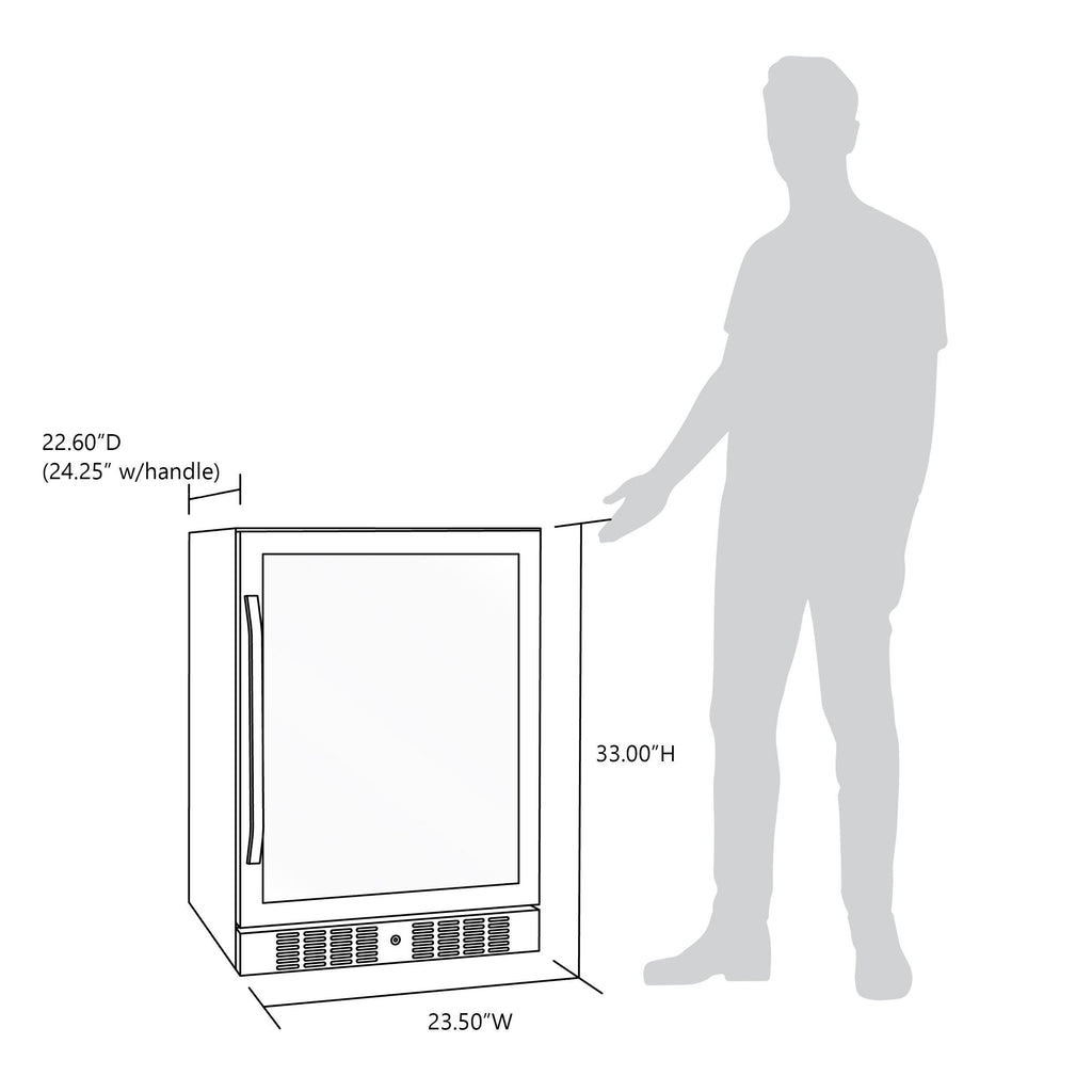 Newair 24” Built-in 177 Can Beverage Fridge in Stainless Steel with Triple-Pane Glass