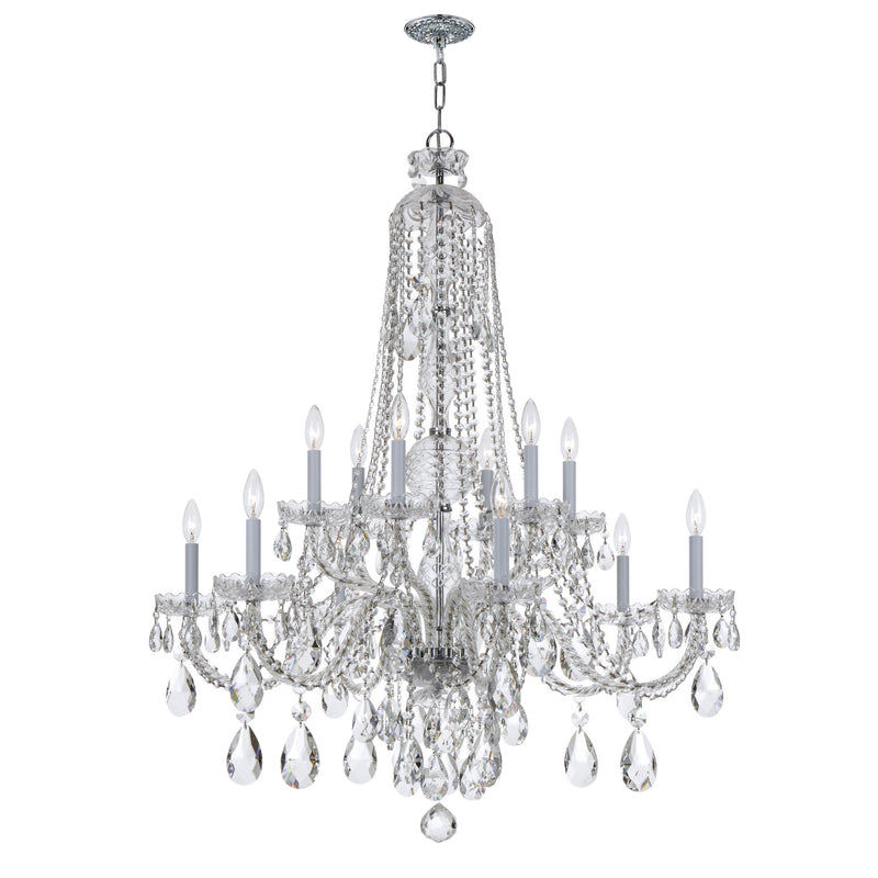 Foundry Traditional Crystal-12 Light Swarovski Strass Crystal Polished Chrome Chandelier