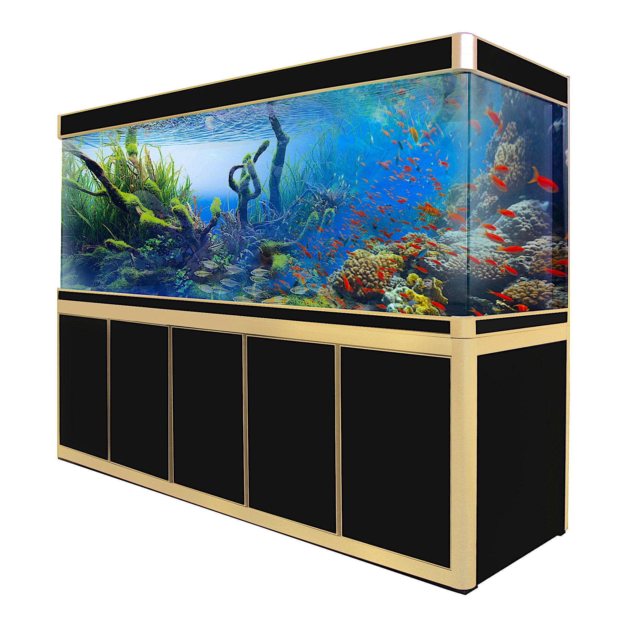 Aqua Dream 400 Gallon Tempered Glass Aquarium Black and Gold AD-2300-BK