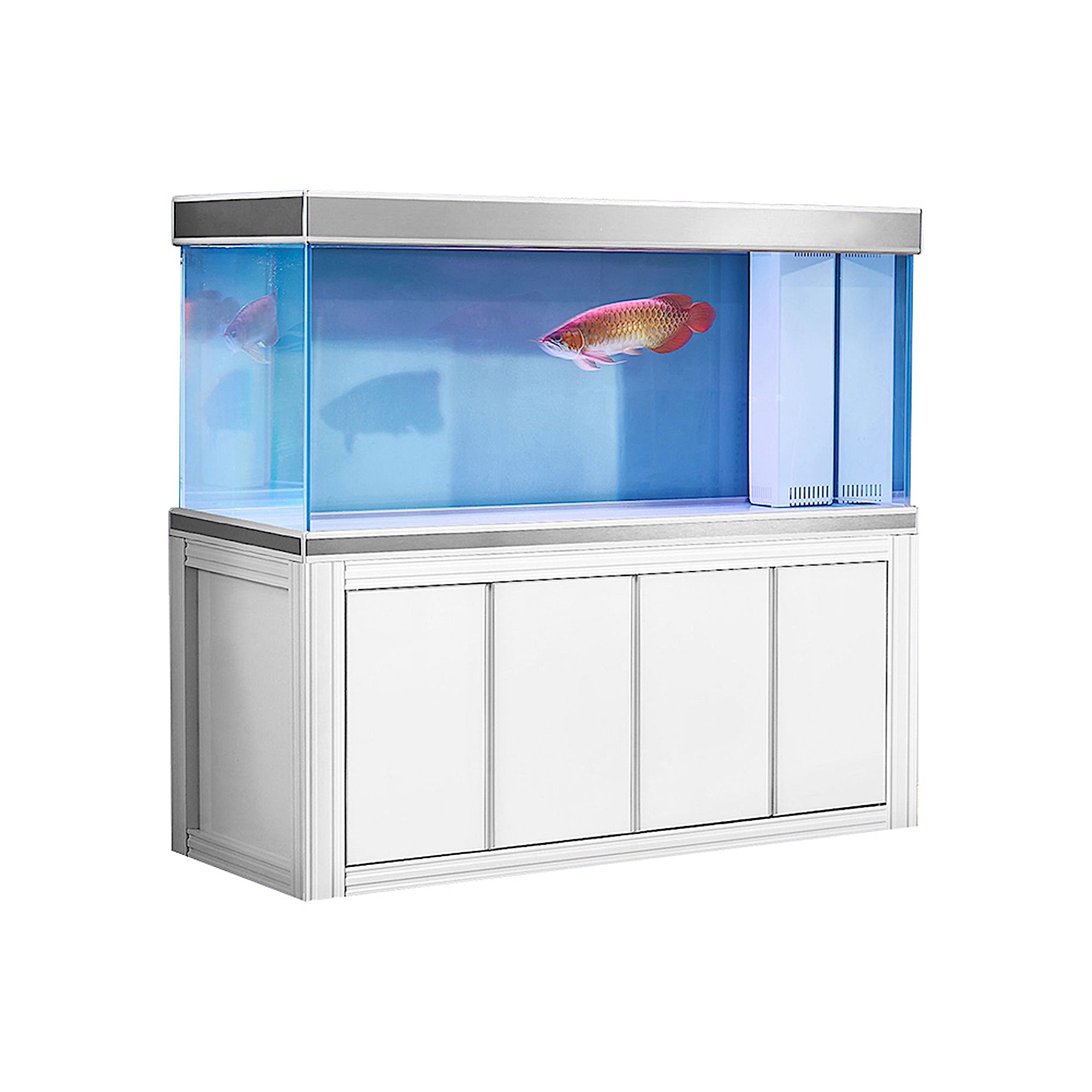 Aqua Dream 230 Gallon Tempered Glass Aquarium White and Silver AD-1760-WS