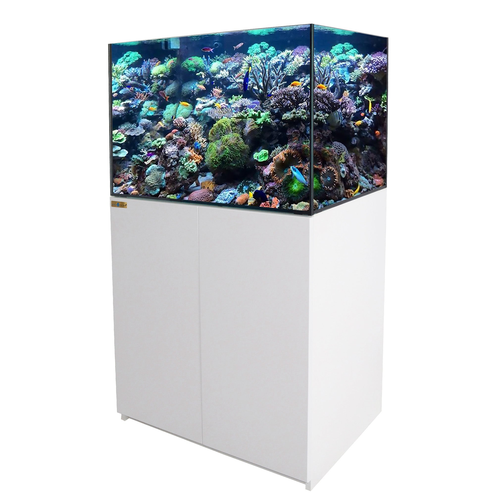 Aqua Dream 115 Gallon Coral Reef Aquarium Tank with Ultra Clear Glass and Built in Sump All White REEF-1000-WT