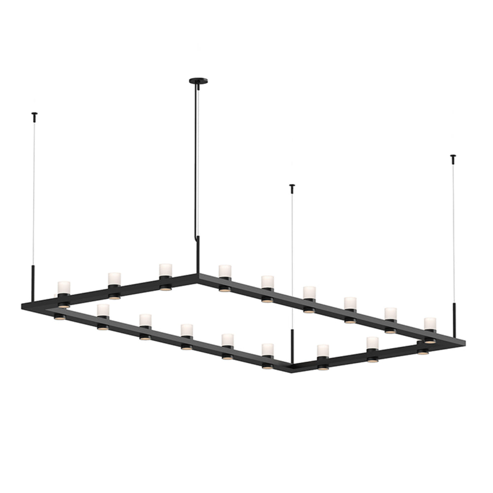 Foundry Intervals 4'x8' rectangle Led Pendant Etched Cylinder Uplight  Trim In Satin Black