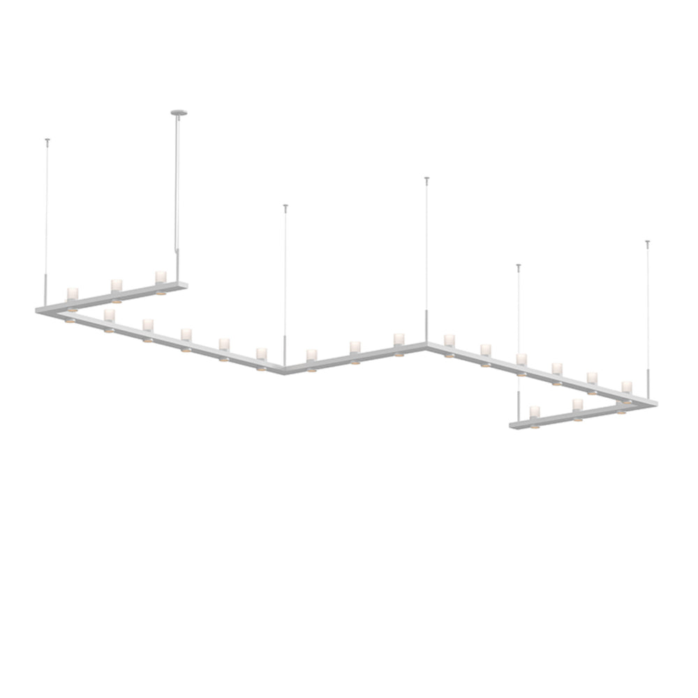 Foundry Intervals 4'x16' Zig Zag Led Pendant Etched Cylinder Uplight Trian Iin Satin White