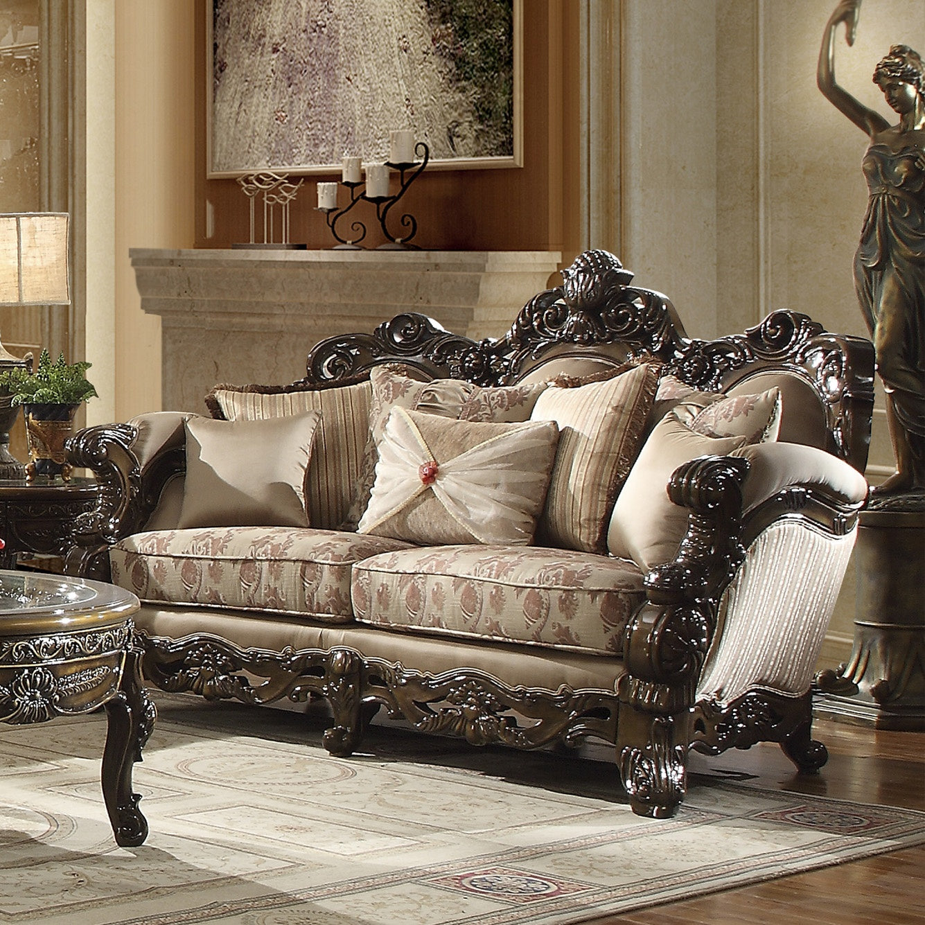 Homey Design Gold & Brown Sofa Set HD-2658 – 3PC