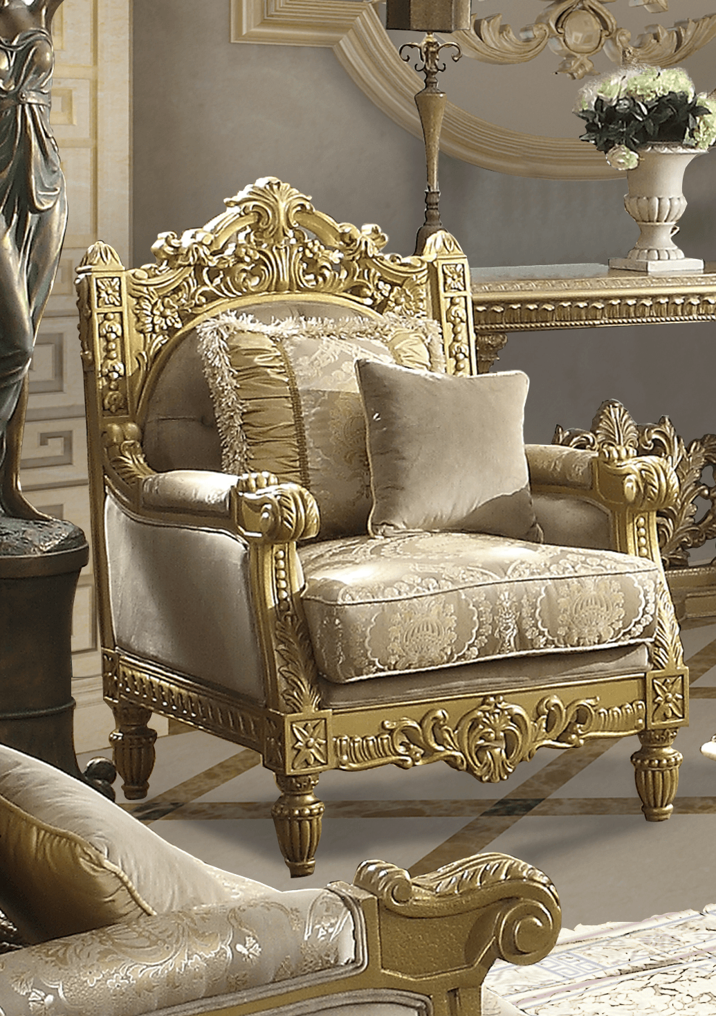 Homey Design Bright Gold Sofa Set HD-2659 – 3PC