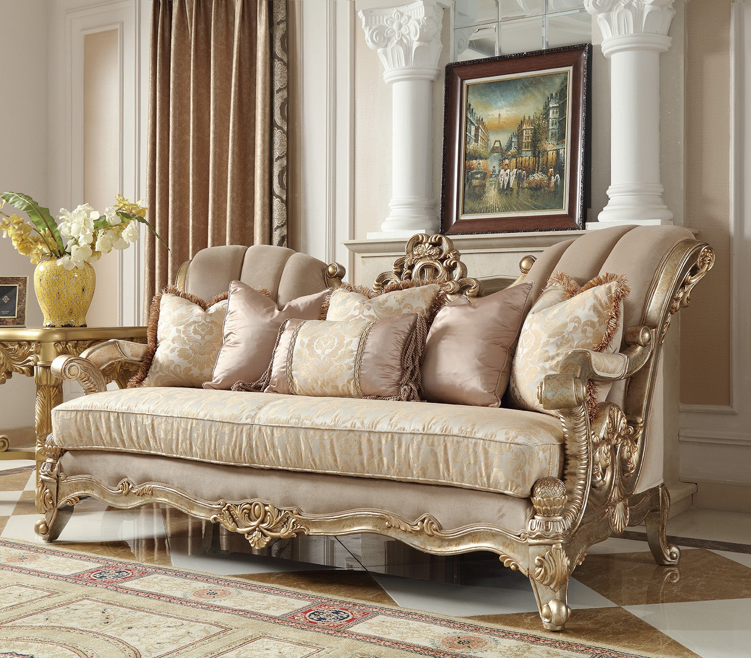 Homey Design Champagne Sofa Set HD-2663 3PC