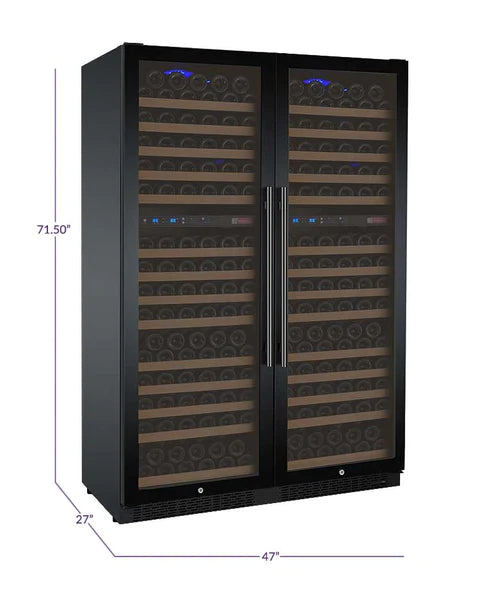 Allavino 47" Wide FlexCount II Tru-Vino 344 Bottle Four Zone Black Side-by-Side Wine Refrigerator