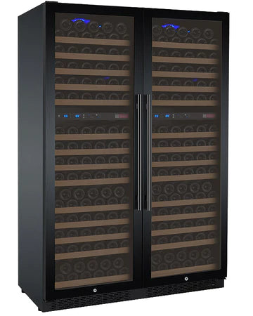 Allavino 47" Wide FlexCount II Tru-Vino 344 Bottle Four Zone Black Side-by-Side Wine Refrigerator