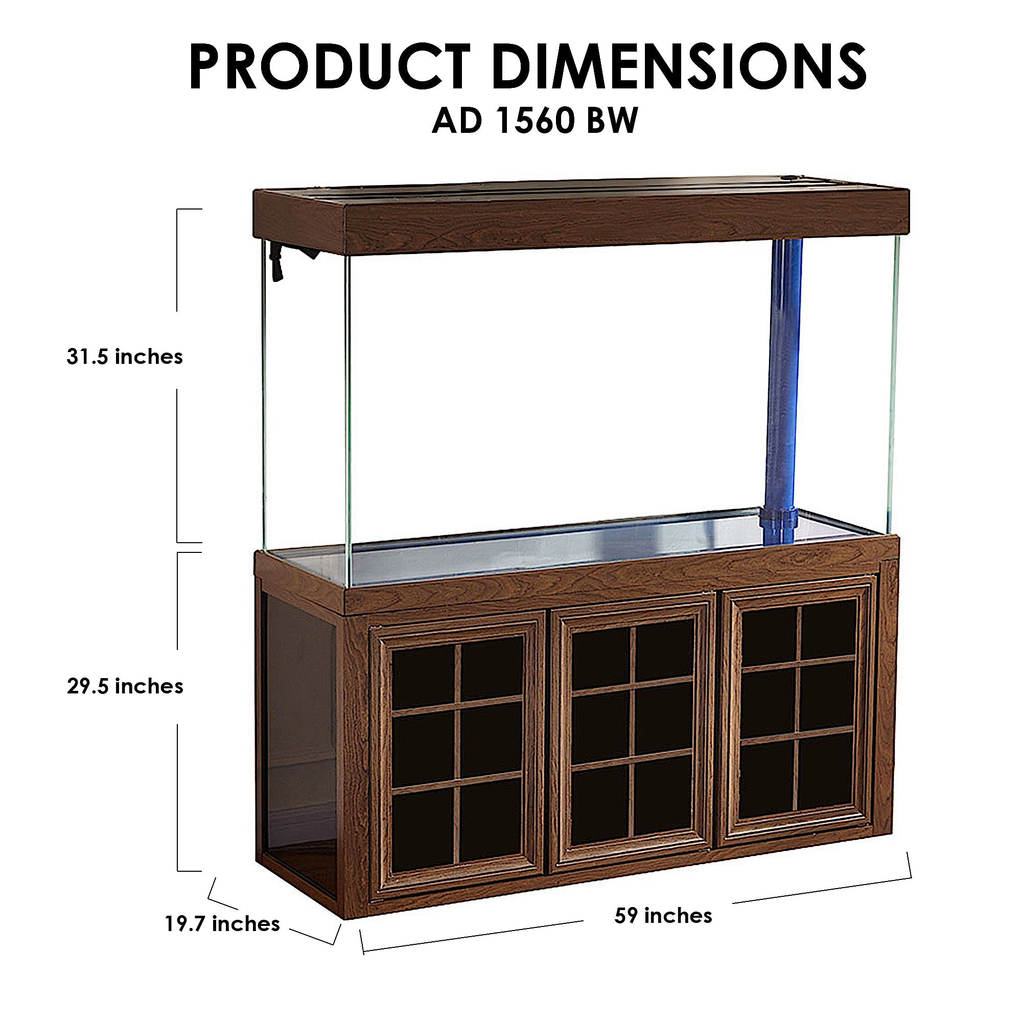 Aqua Dream 175 Gallon Tempered Glass Aquarium Brown Wood AD-1560-BW