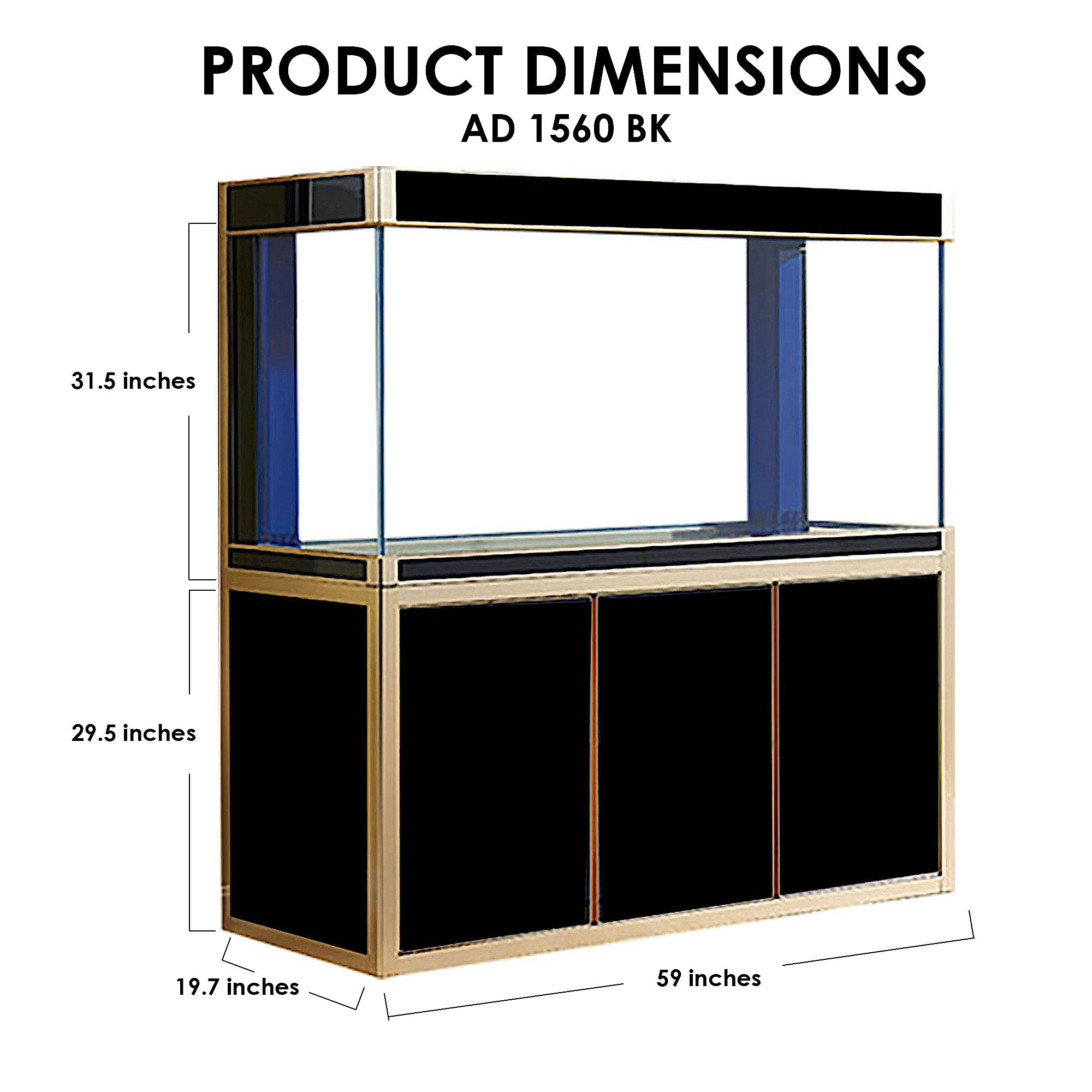 Aqua Dream 175 Gallon Tempered Glass Aquarium Black and Gold  AD-1560-BK