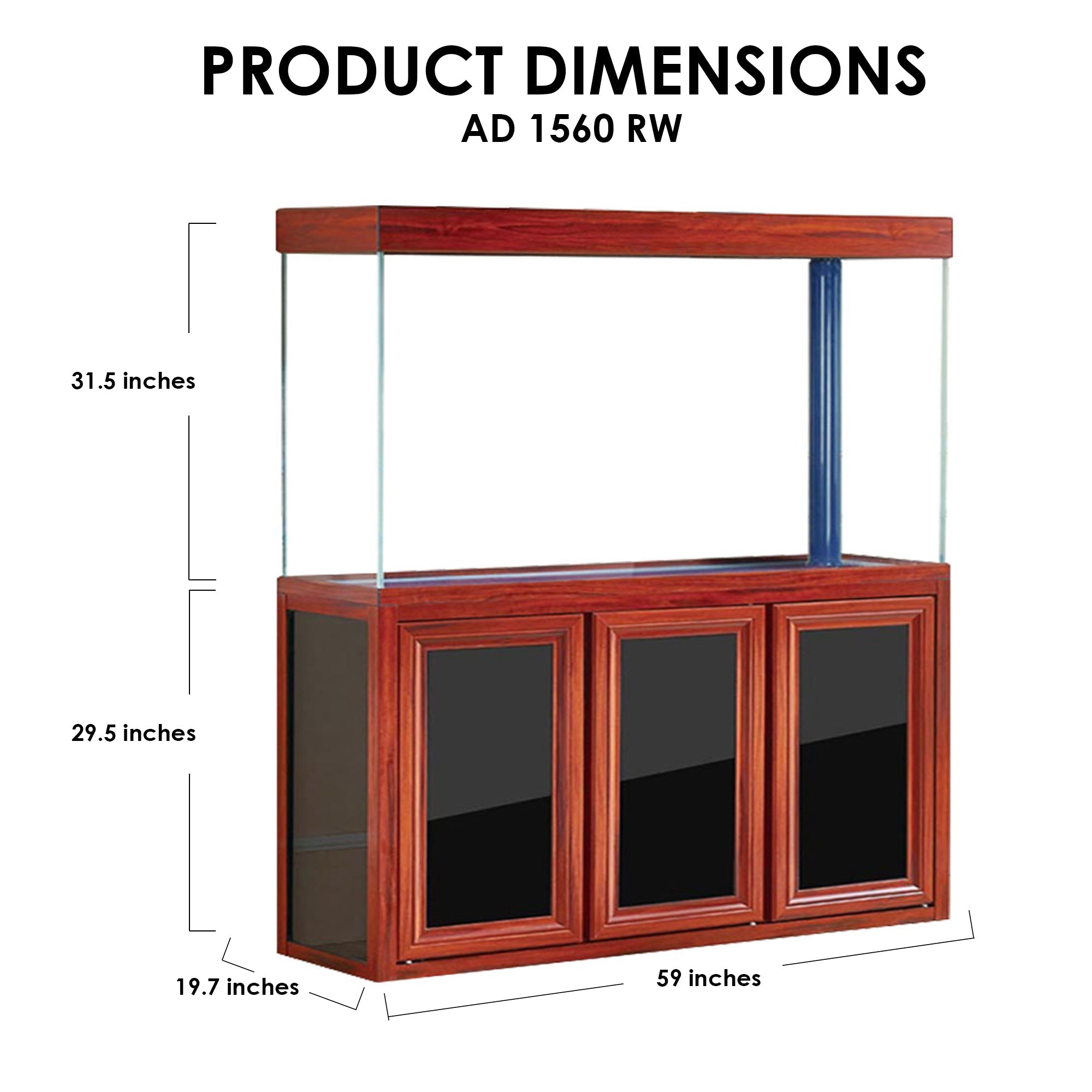 Aqua Dream 175 Gallon Tempered Glass Aquarium Redwood AD-1560-RW