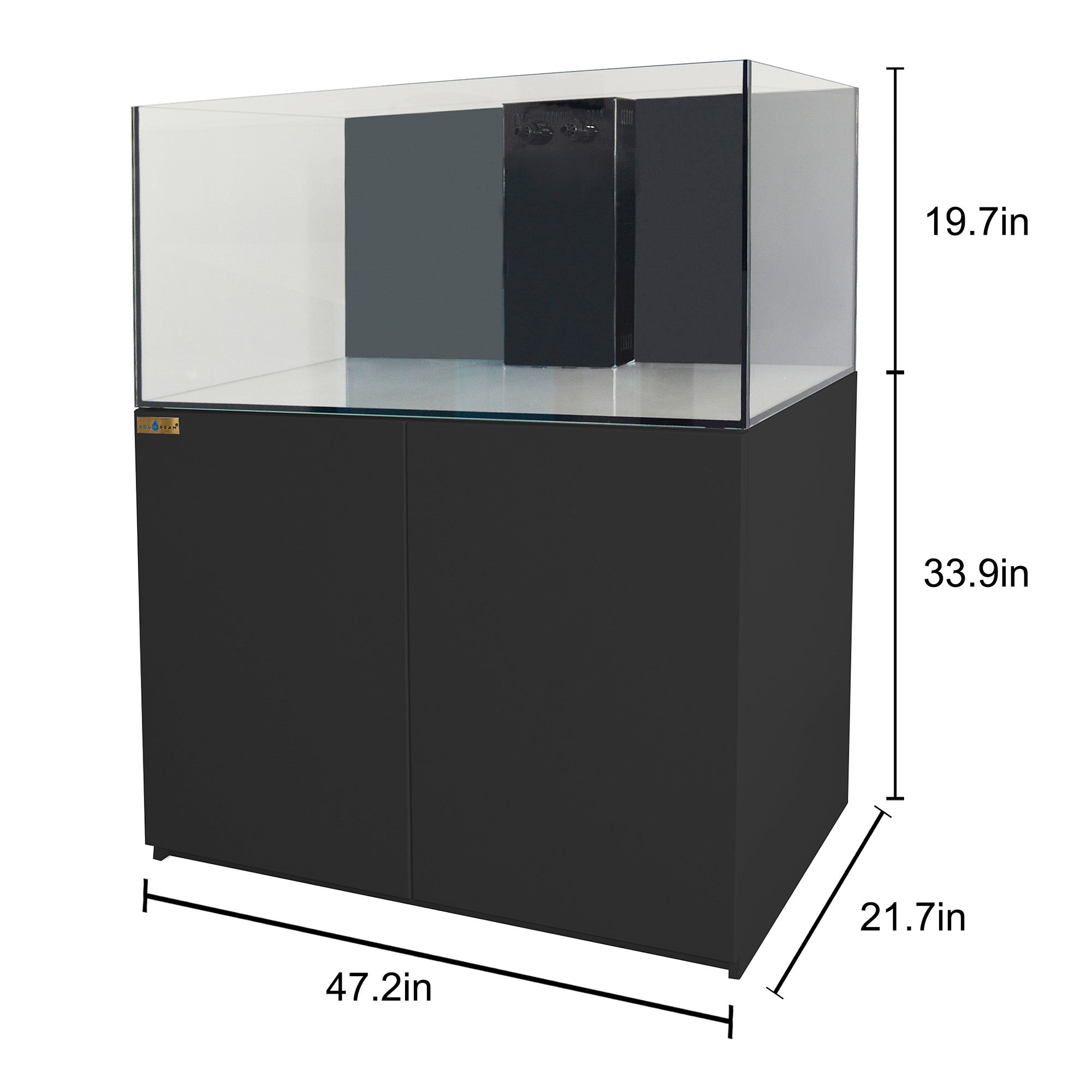 Aqua Dream 130 Gallon Coral Reef Aquarium Tank with Ultra Clear Glass and Built in Sump All Black REEF-1200-BK