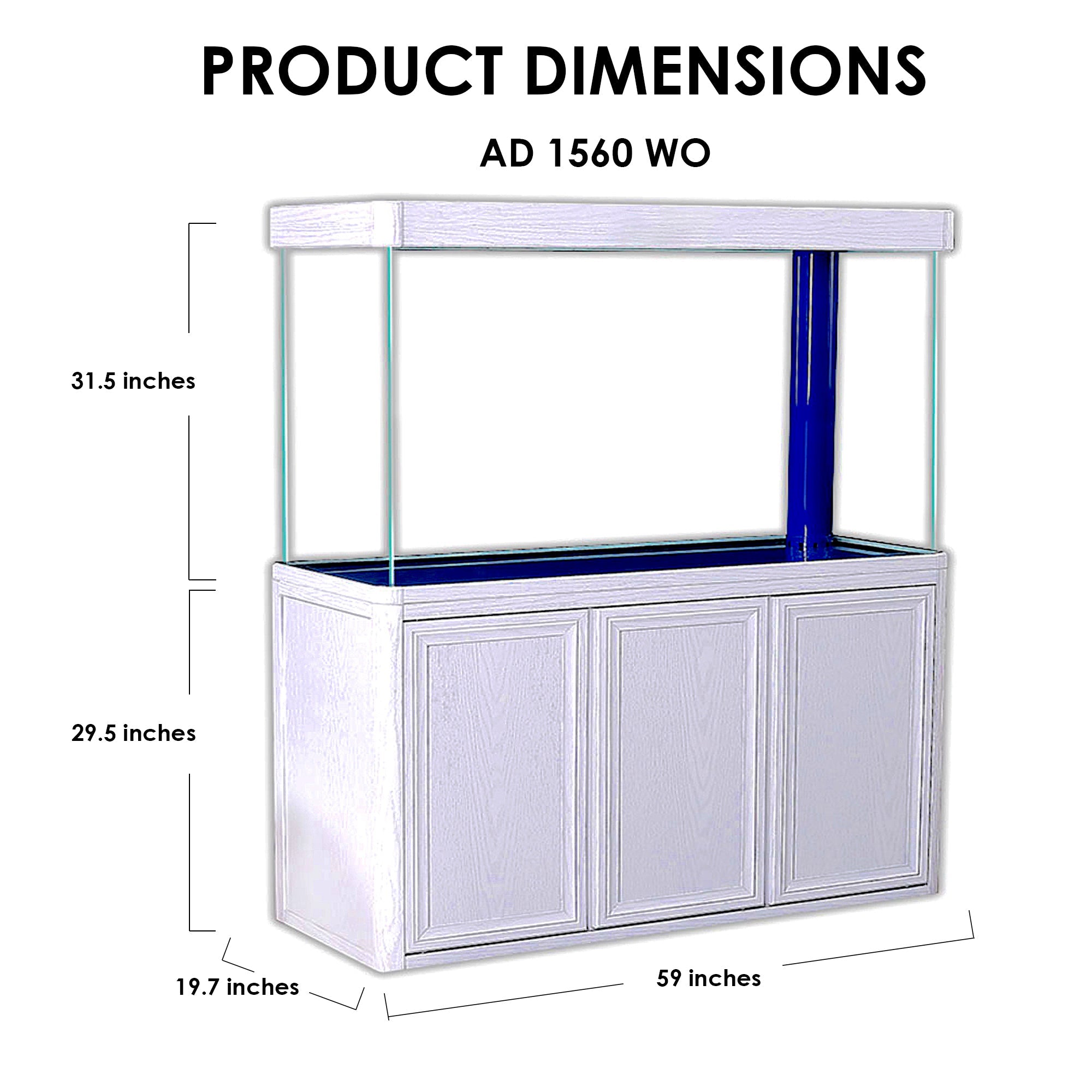 Aqua Dream 175 Gallon Tempered Glass Aquarium White Oak AD-1560-WO