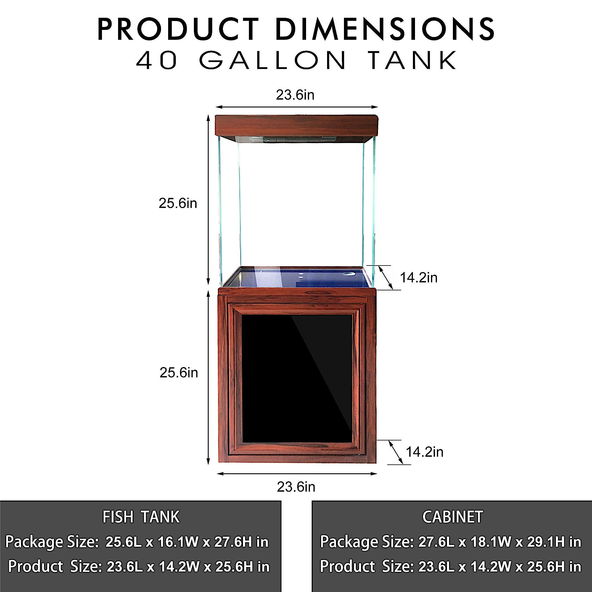 Aqua Dream 40 Gallon Tempered Glass Aquarium Redwood AD-620-RW