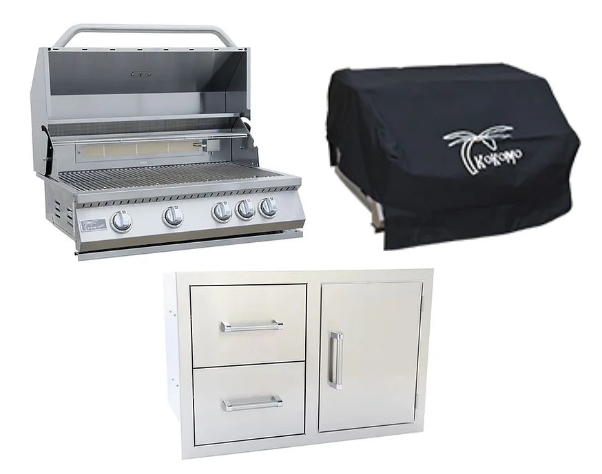 Kokomo Grills 3 Piece Outdoor Kitchen Package 3BG-CMBO-CVR-LP