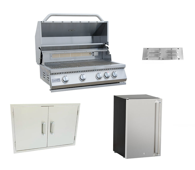 Kokomo Grills 4 Piece Outdoor Kitchen Package 3BG,2BG,30DOR,FRG,VNT-LP