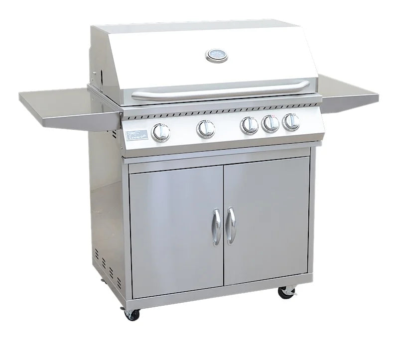 Kokomo Grills 4 Burner 32 Inch Cart Model BBQ Grill With Locking Casters 304 Stainless Steel  KO-BAK4BG+KO-BAK4BG-C