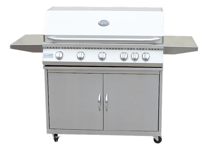 Kokomo Grills 5 Burner 40 Inch Cart Model BBQ Grill With Locking Casters 304 Stainless Steel  KO-BAK5BG+KO-BAK5BGC-NG