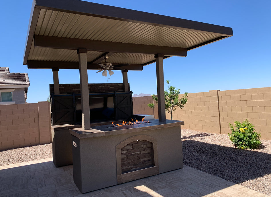 Kokomo Grills Barn Door TV Wall BBQ Island Pergola Firepit 4 Burner Built In BBQ St.CroixBarnDoorTVWall St. Croix