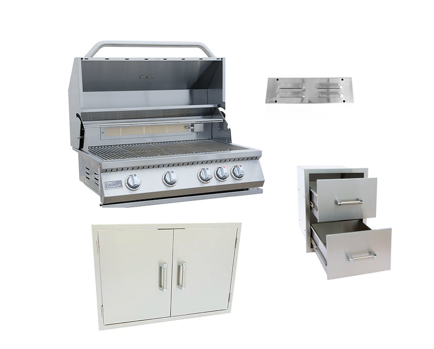 Kokomo Grills 4 Piece Outdoor Kitchen Package  KO-3BG-ADD30-DD12-IDVT-LP