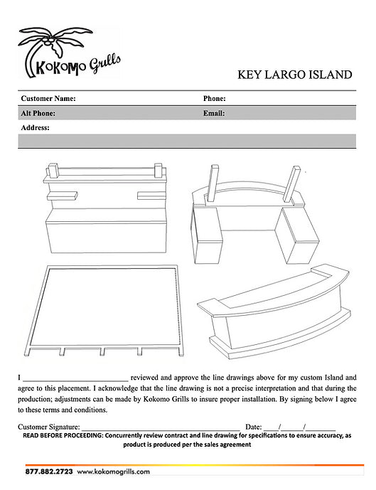 Kokomo Grills Key Largo Outdoor Kitchen With Built In BBQ Grill With 12 x 14 Patio Cover KeyLargo