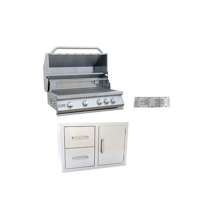 Kokomo Grills 3 Piece Outdoor Kitchen Package KO-3BG-ALPDC-IDVT-LP