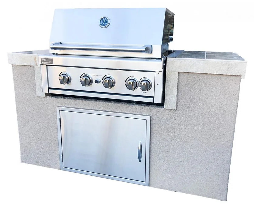 Kokomo Grills The Cayman 5' BBQ Island with 4 Burner Built In BBQ Grill CAYMEN-LP