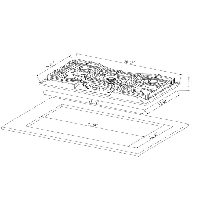 Empava 36GC24 36 in. Built-in Gas Cooktops