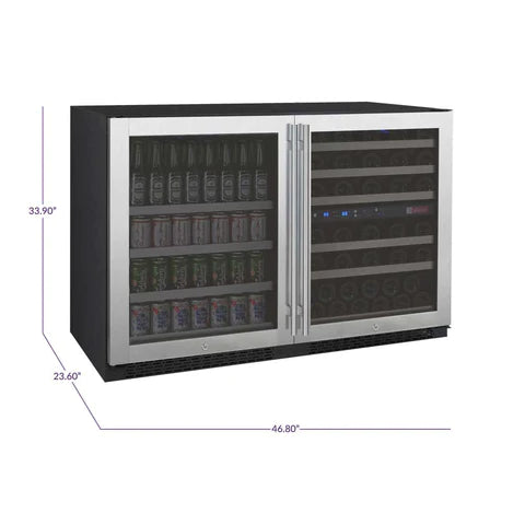 Allavino 47" Wide FlexCount II Tru-Vino 56 Bottle/124 Can Stainless Steel Side-by-Side Wine Refrigerator/Beverage Center