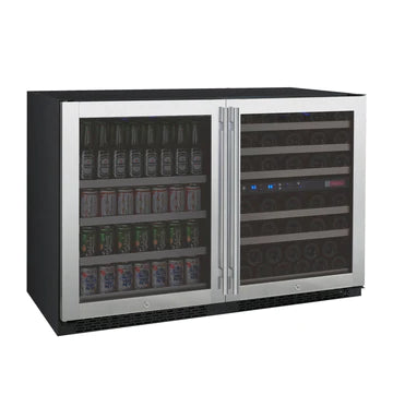 Allavino 47" Wide FlexCount II Tru-Vino 56 Bottle/124 Can Stainless Steel Side-by-Side Wine Refrigerator/Beverage Center