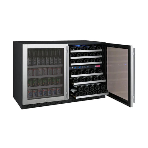 Allavino 47" Wide FlexCount II Tru-Vino 56 Bottle/124 Can Stainless Steel Side-by-Side Wine Refrigerator/Beverage Center