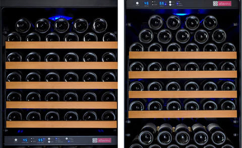 Allavino 47" Wide FlexCount II Tru-Vino 349 Bottle Three Zone Black Side-by-Side Wine Refrigerator