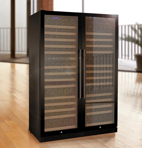 Allavino 47" Wide FlexCount II Tru-Vino 349 Bottle Three Zone Black Side-by-Side Wine Refrigerator